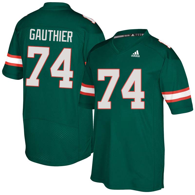 Adidas Miami Hurricanes #74 Tyler Gauthier College Football Jerseys Sale-Green - Click Image to Close